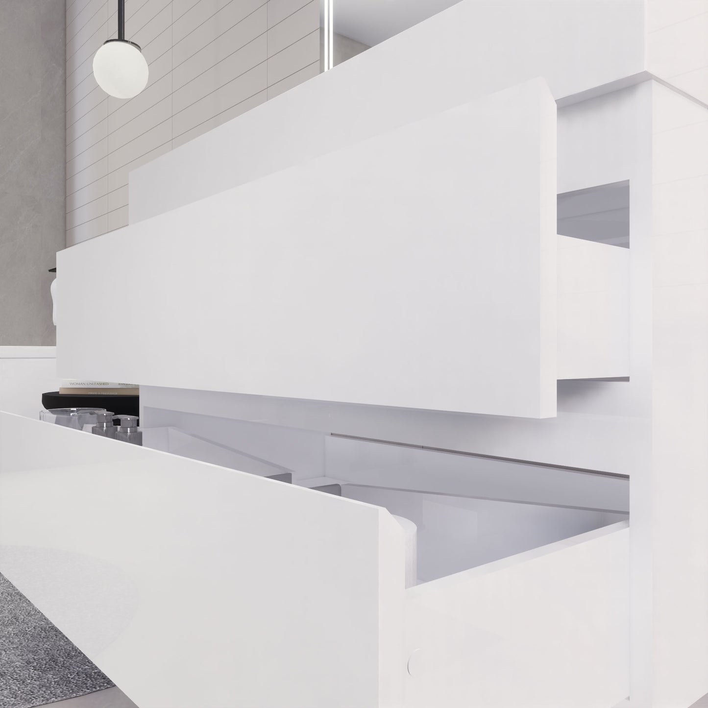 Monterey 42" Glossy White Wall Mounted Vanity with Reinforced Acrylic Sink