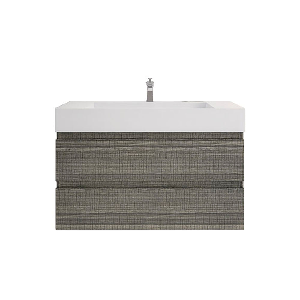 Monterey 42" High Gloss Ash Gray Wall Mounted Vanity with Reinforced Acrylic Sink