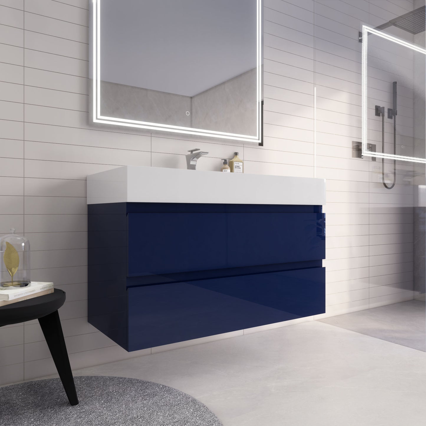 Monterey 42" Night Blue Wall Mounted Vanity with Reinforced Acrylic Sink