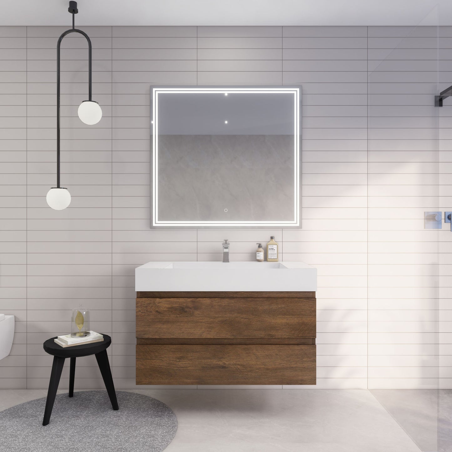 Monterey 42" Rosewood Wall Mounted Vanity with Reinforced Acrylic Sink
