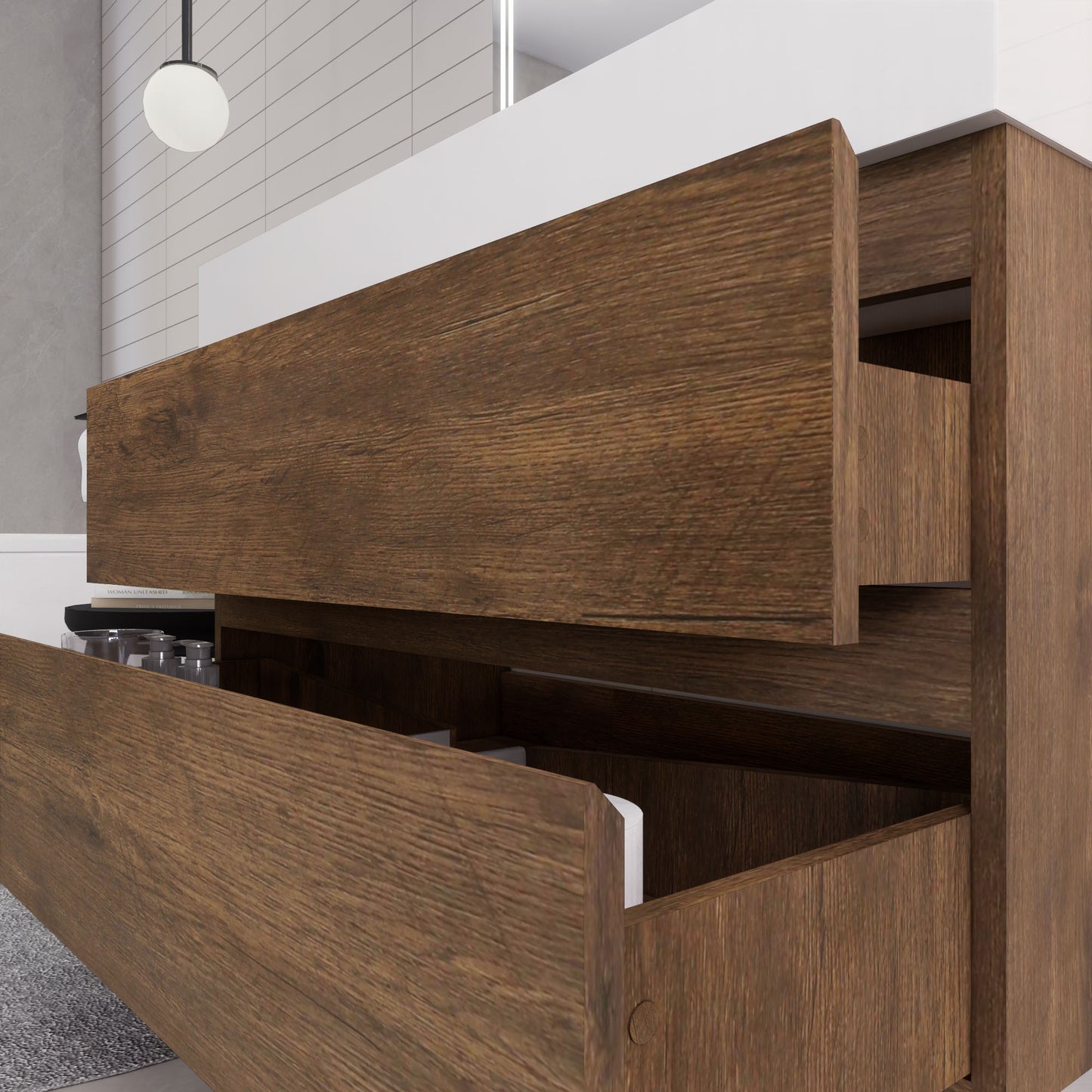 Monterey 42" Rosewood Wall Mounted Vanity with Reinforced Acrylic Sink