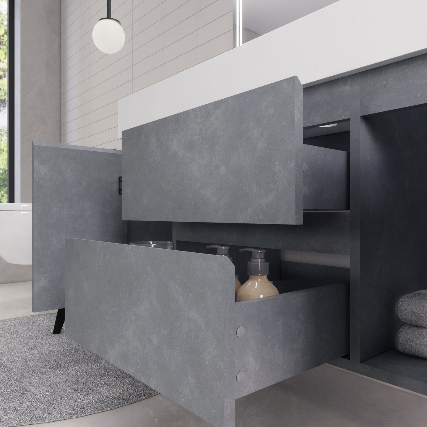 Monterey 48" Cement Gray Wall Mounted Vanity with Reinforced Acrylic Sink