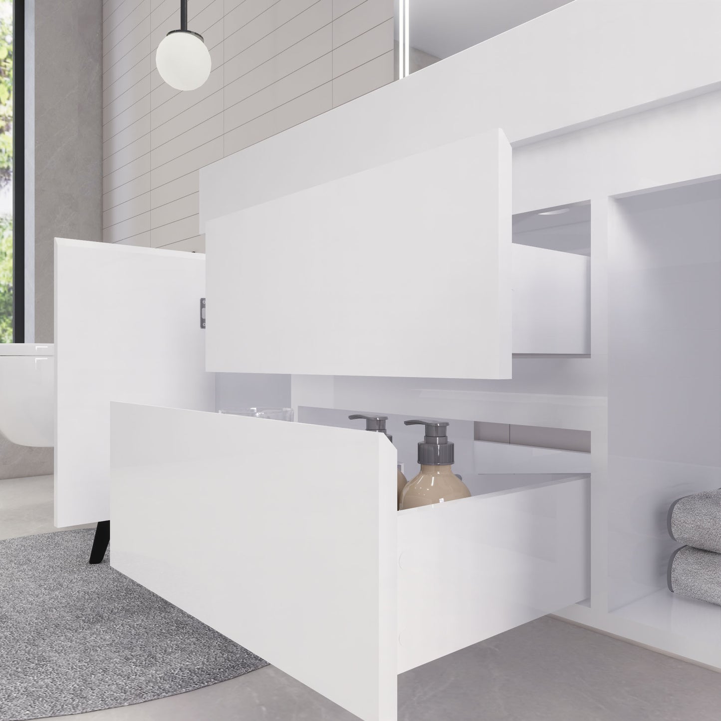 Monterey 48" Glossy White Wall Mounted Vanity with Reinforced Acrylic Sink