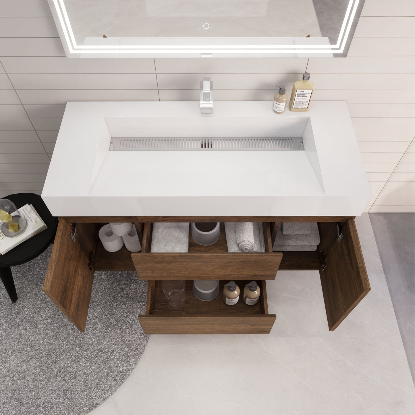 Monterey 48" Rosewood Wall Mounted Vanity with Reinforced Acrylic Sink