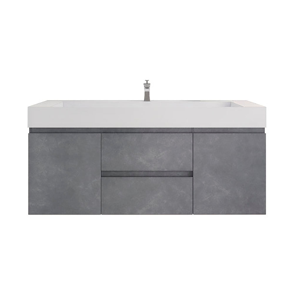 Monterey 60" Cement Gray Wall Mounted Vanity with Reinforced Acrylic Sink