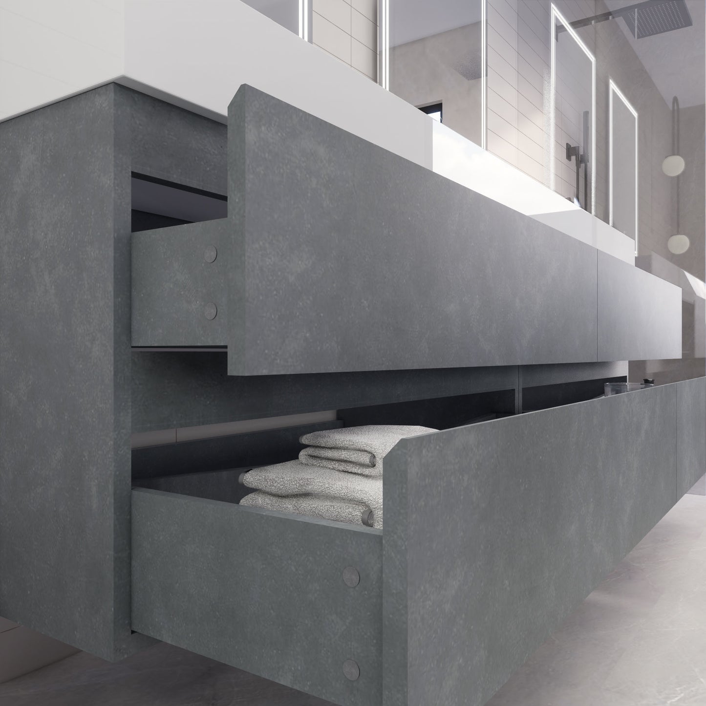 Monterey 84" Cement Gray Wall Mounted Vanity with Reinforced Acrylic Sinks