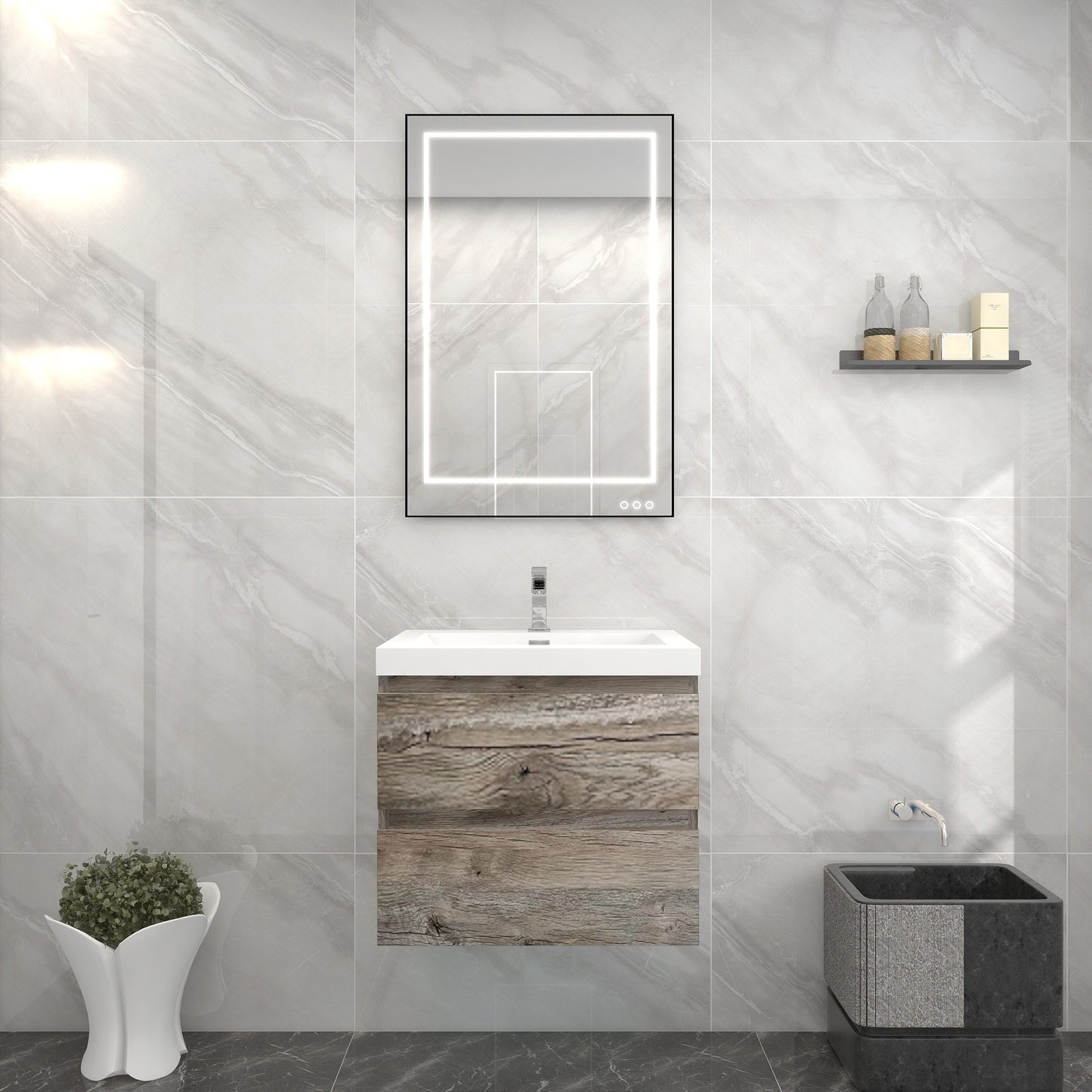 BOW 24" Single Sink Vanity in Natural Wood - Better Vanity