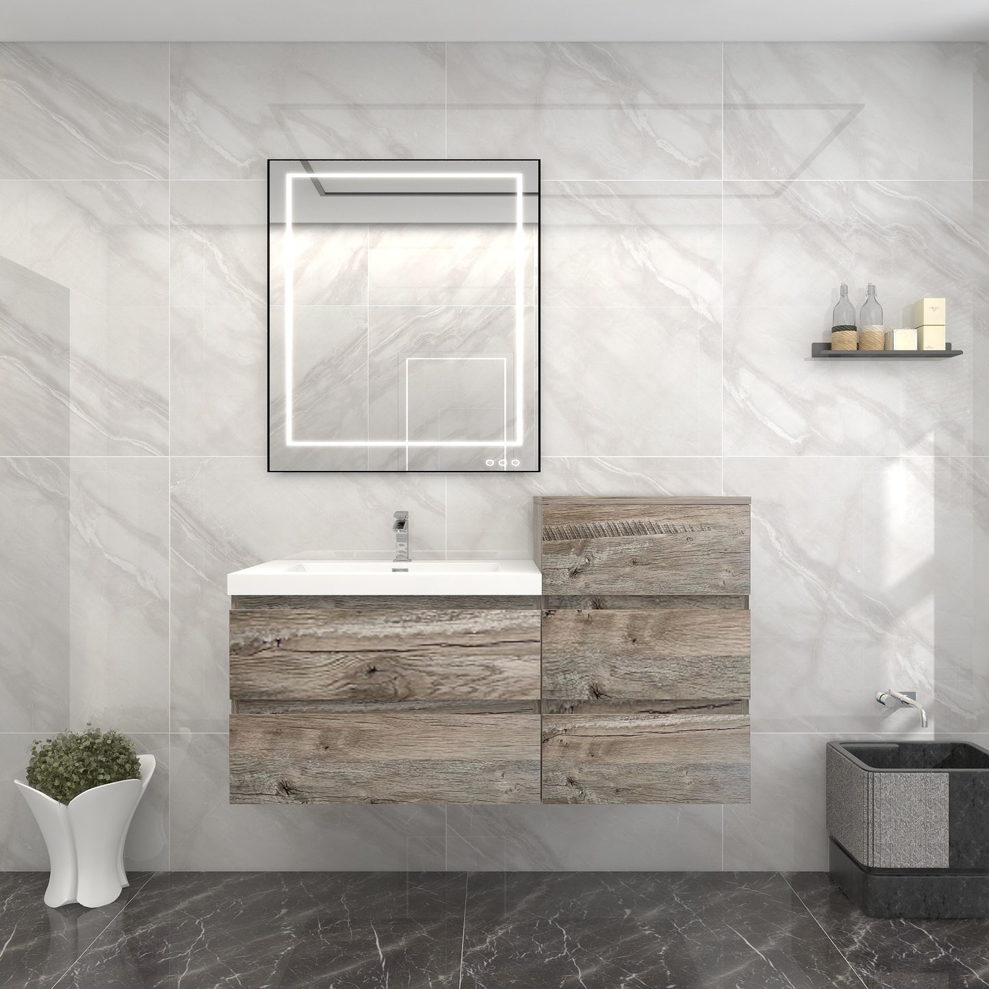 BOW Floating Bathroom Vanity with Reinforced Acrylic Sink 24" - 116"