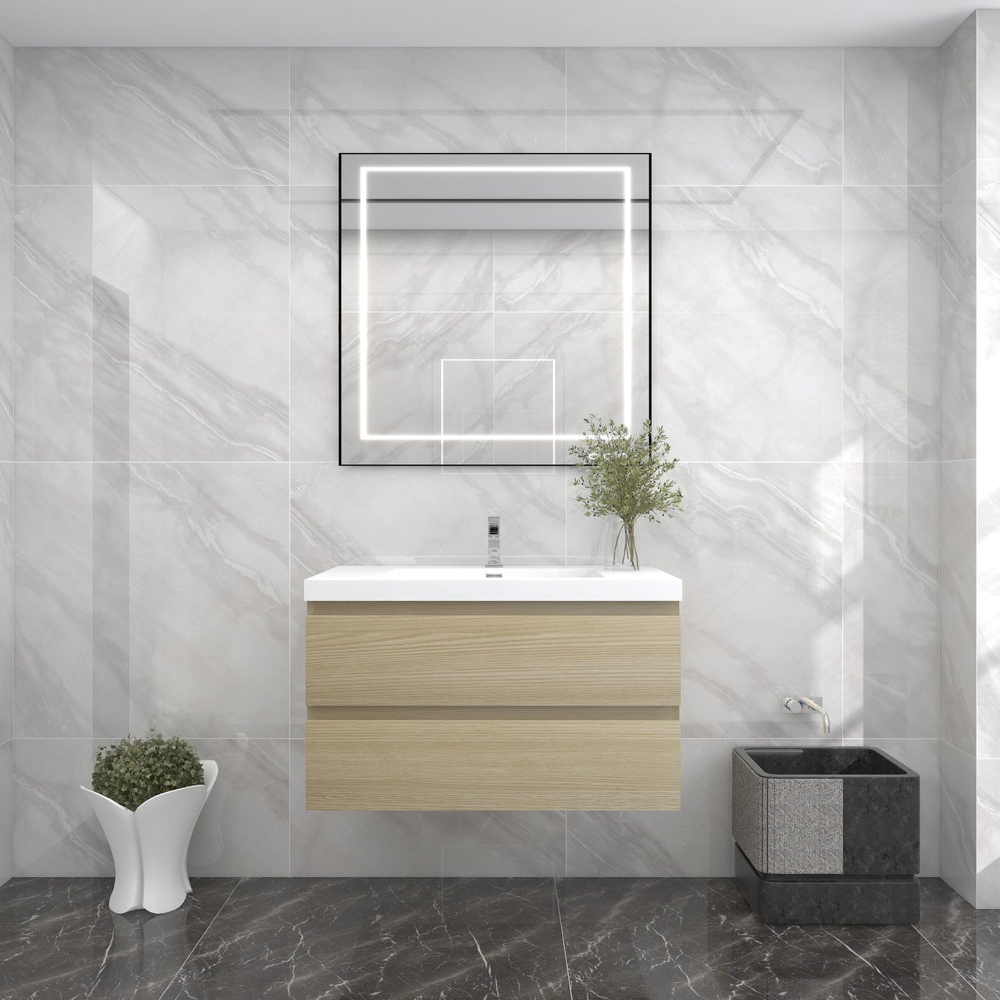 BOW 36" Single Sink Vanity in White Oak - Better Vanity