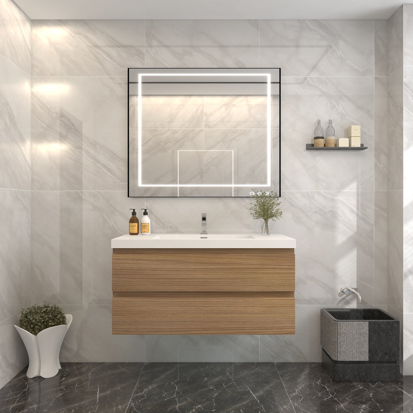 BOW 42" Single Sink Vanity in Rose Wood - Better Vanity