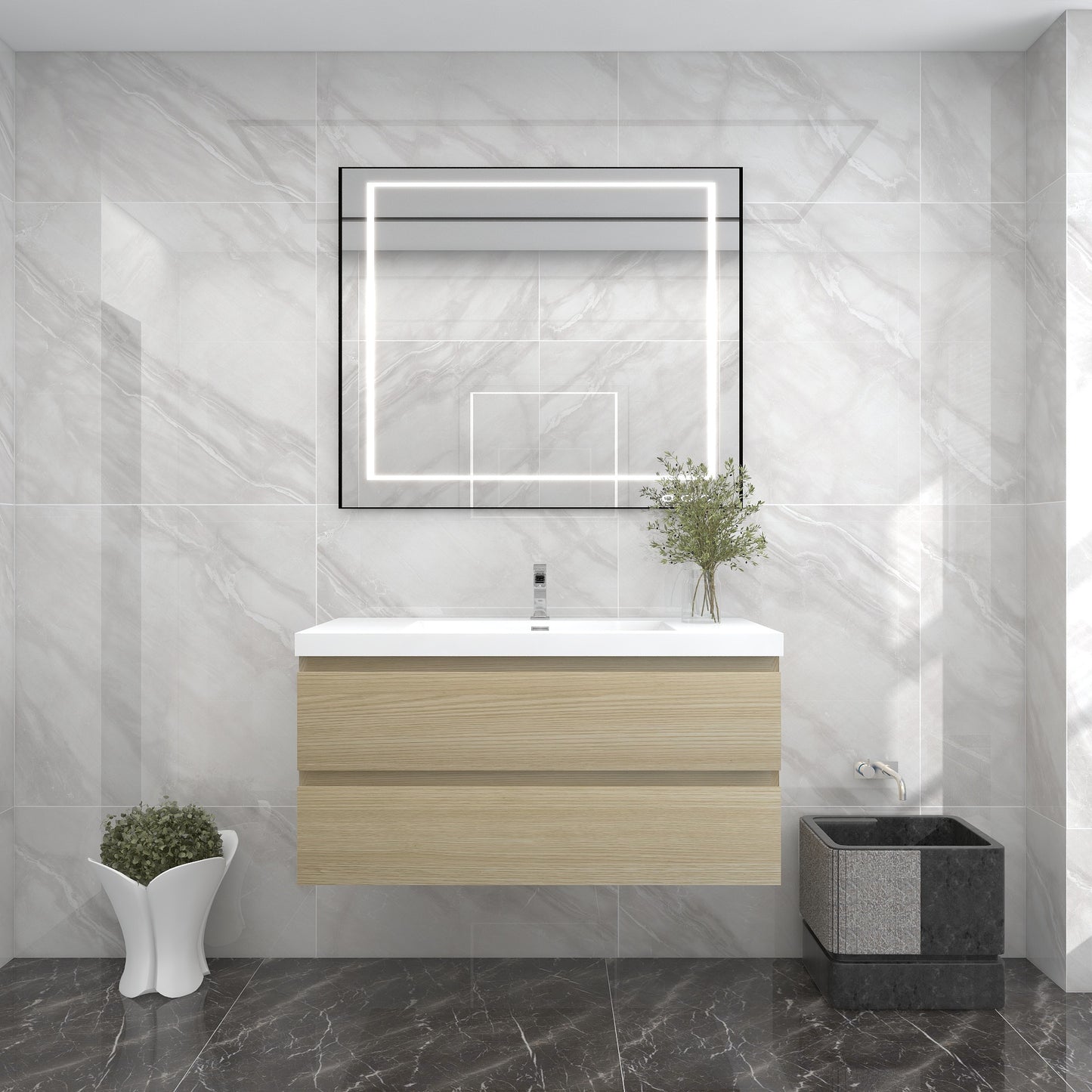 BOW 42" Single Sink Vanity in White Oak - Better Vanity