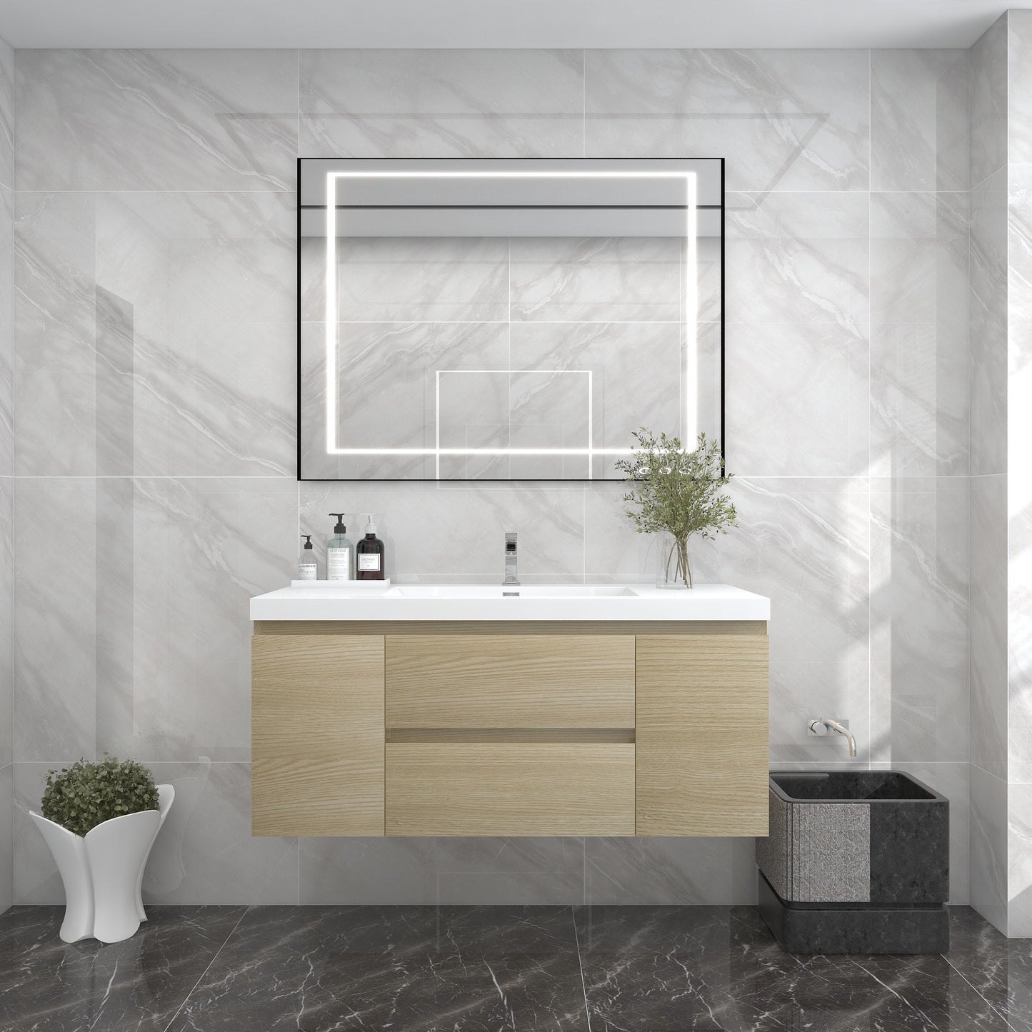 BOW 48" Single Sink Vanity in White Oak - Better Vanity