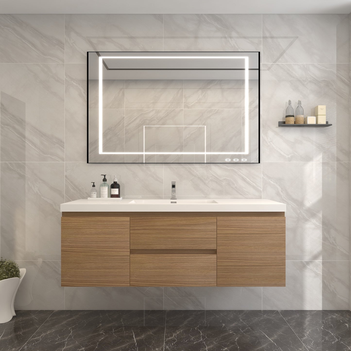 BOW 60" Single Sink Vanity in Rosewood - Better Vanity
