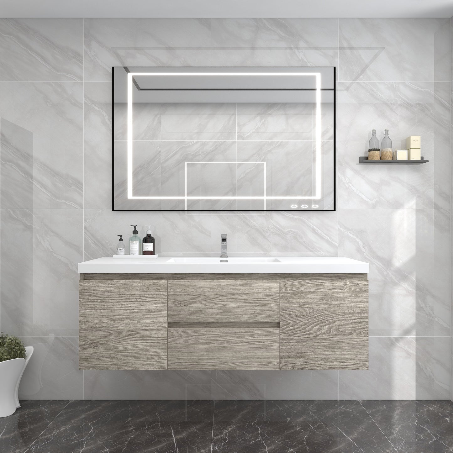 BOW 60" Single Sink Vanity in Teak Oak - Better Vanity