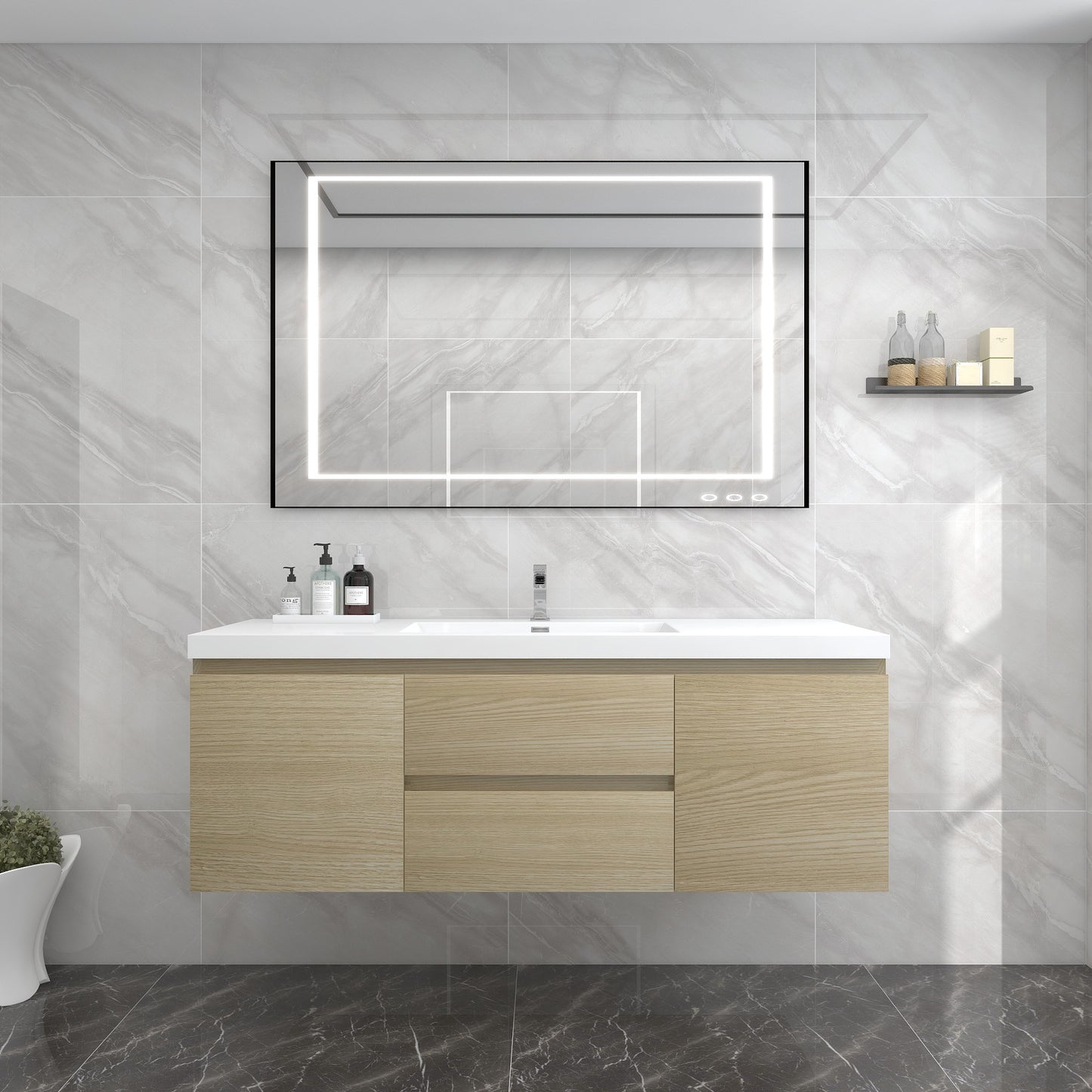 BOW 60" Single Sink Vanity in White Oak - Better Vanity