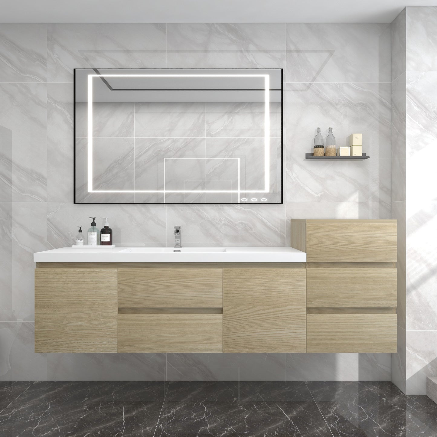 BOW 80" Floating Modular Vanity in White Oak
