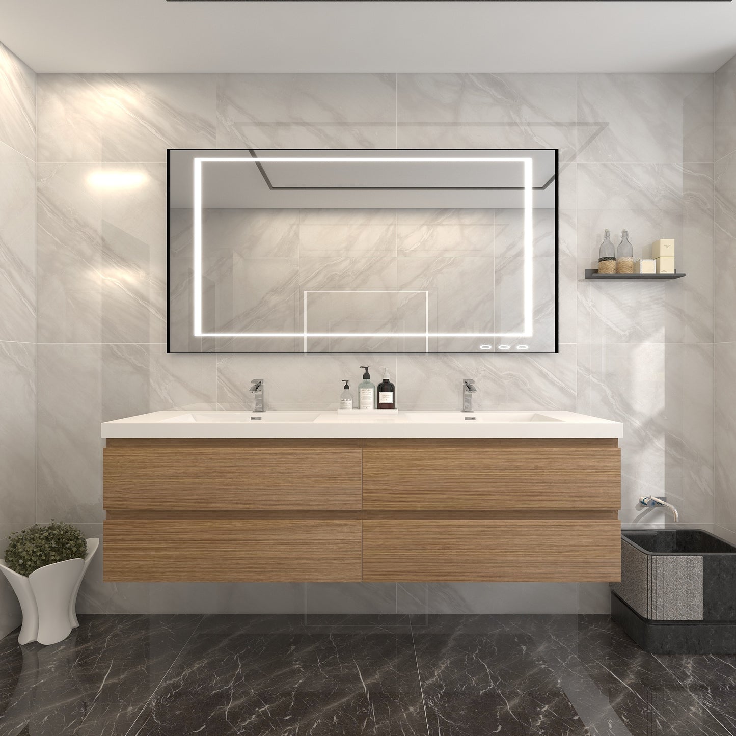 BOW 72" Double Sink Vanity in Rosewood - Better Vanity