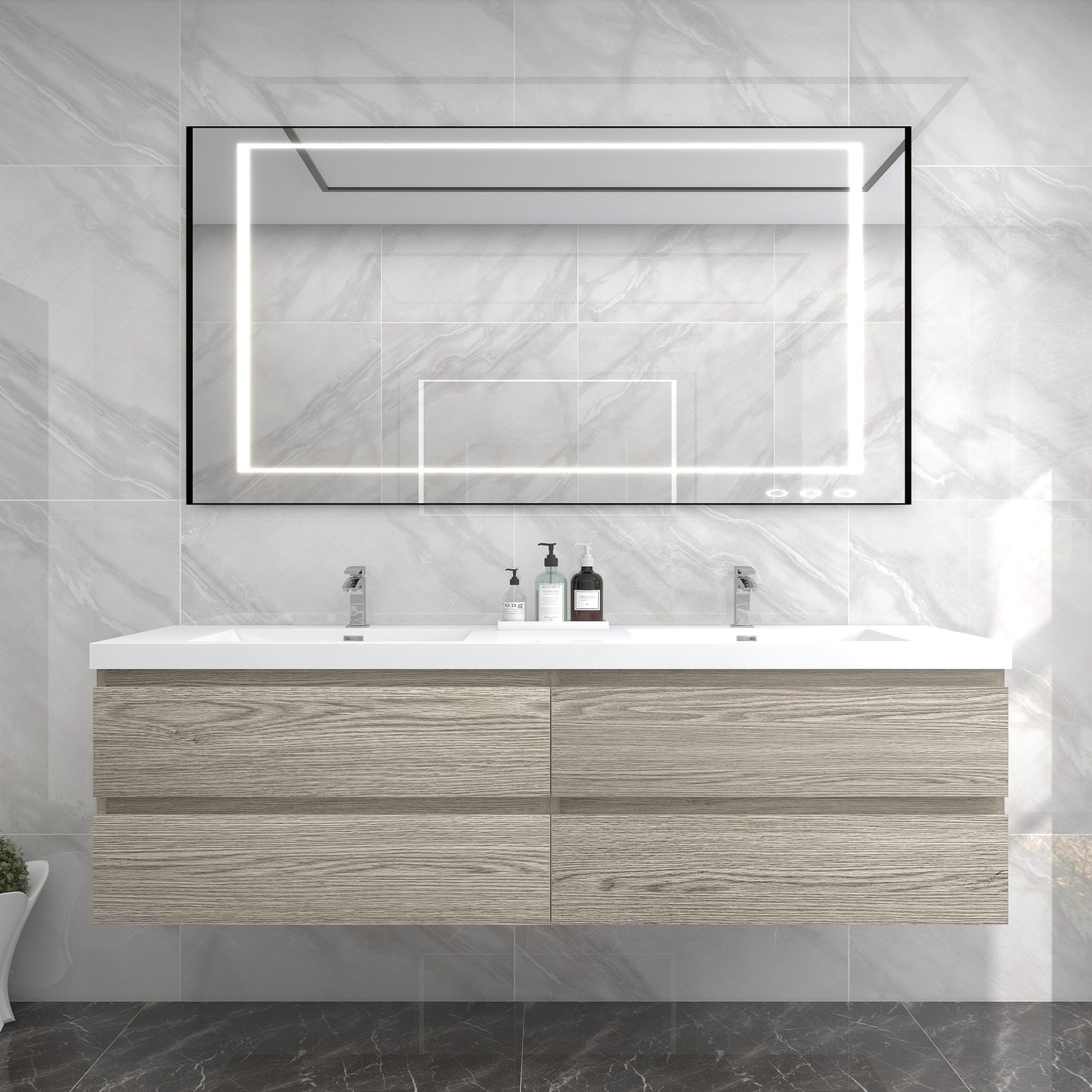 BOW 72" Double Sink Vanity in Teak Oak - Better Vanity