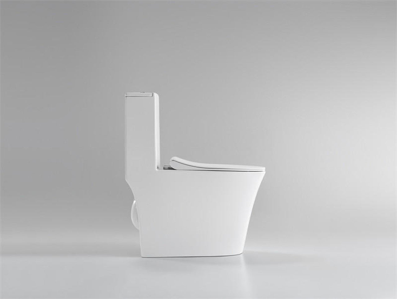 Beno Elongated Toilet Dual Flush - Side View Closed Toilet Seat