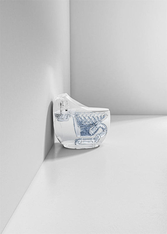 Beno Series Rounded Single Flush Toilet Side View Transparent