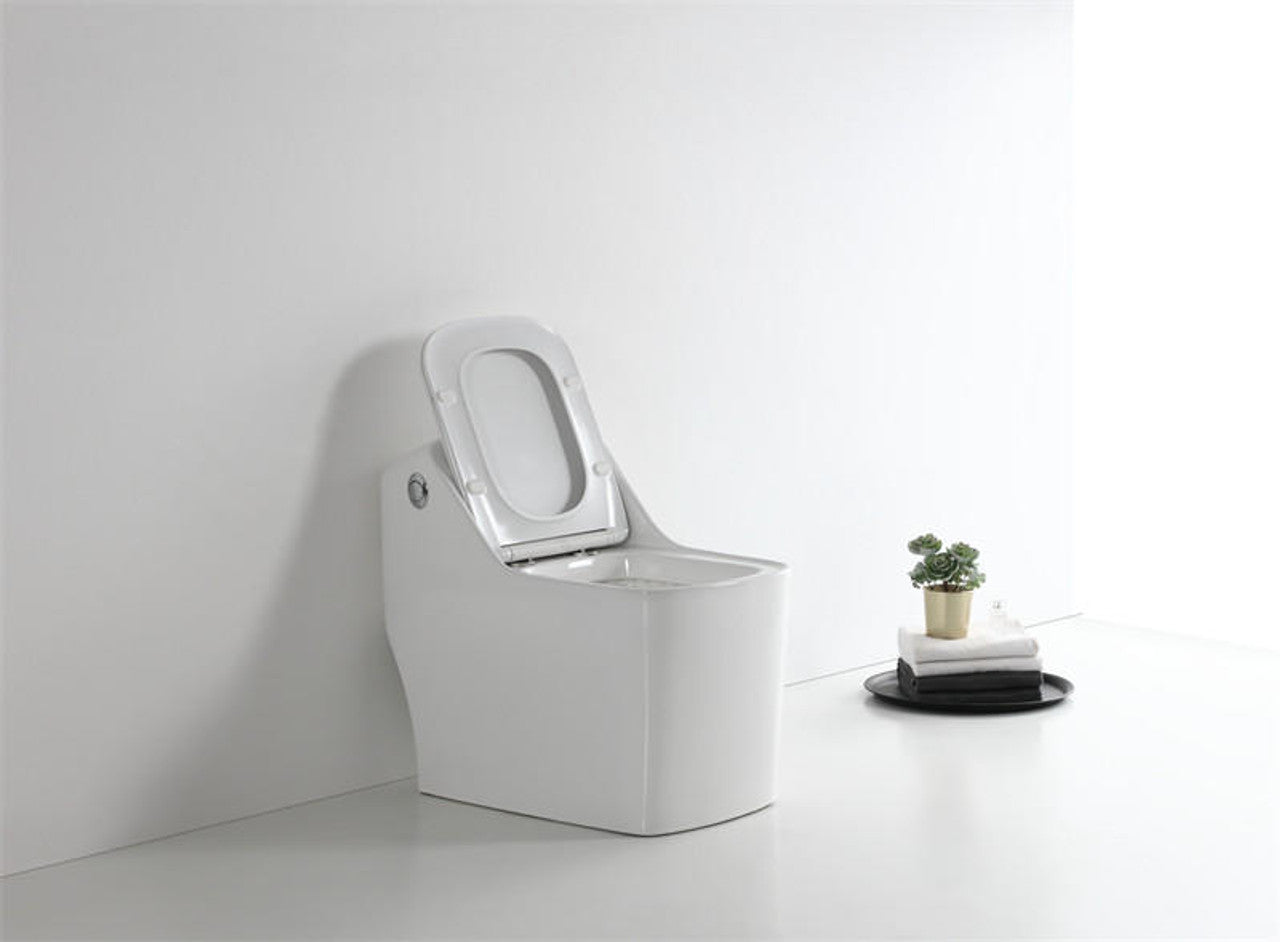 Beno Series Square Toilet Single Flush Main Image Side View Open Toilet Seat Up