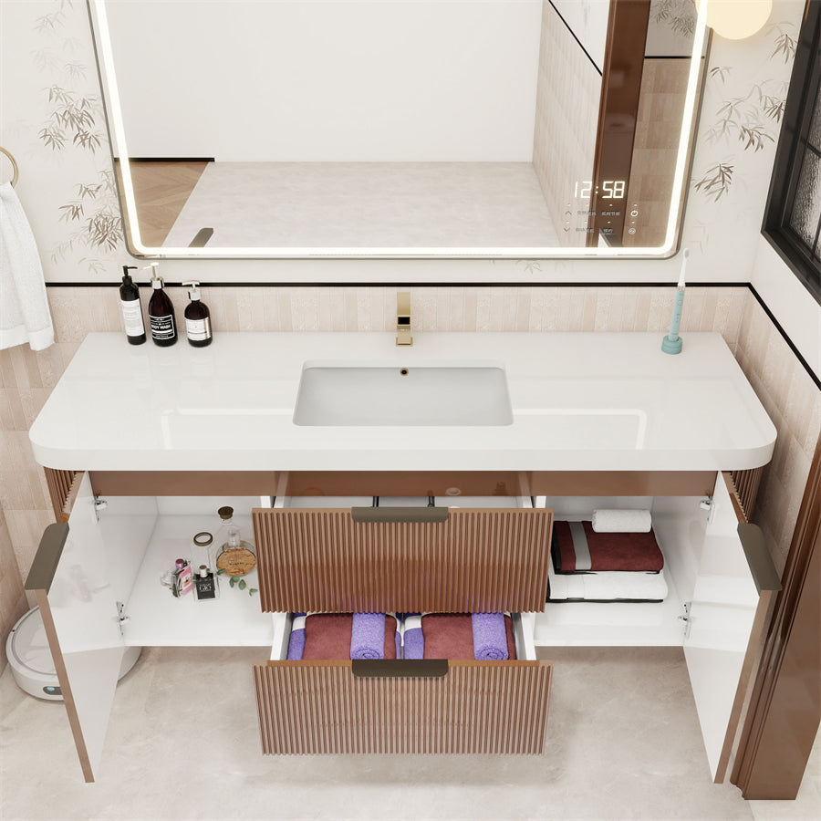 Celine Fluted Floating Bathroom Vanity with Sink