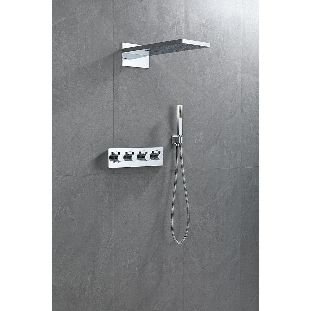 Samwell Chrome Shower Set w/ Waterfall Rain Shower and Handheld