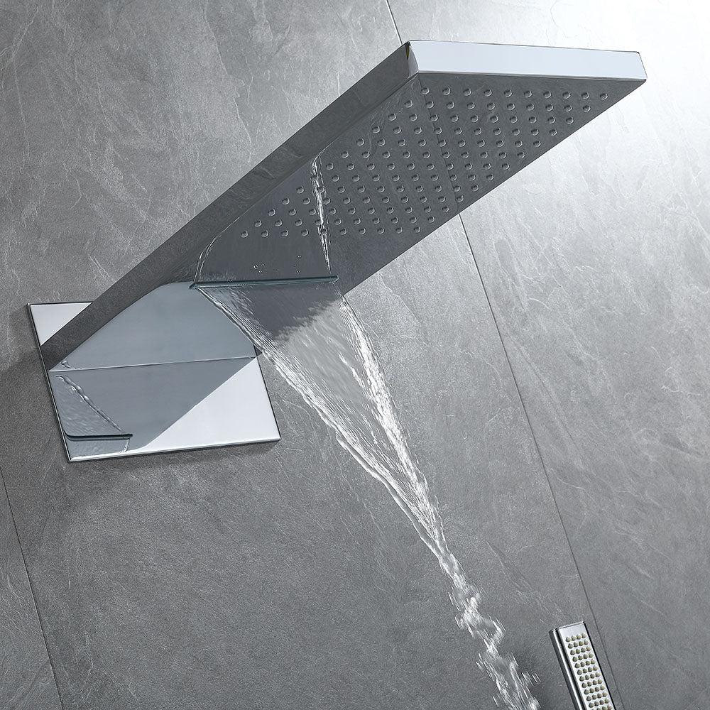 Samwell Chrome Shower Set w/ Waterfall Rain Shower and Handheld
