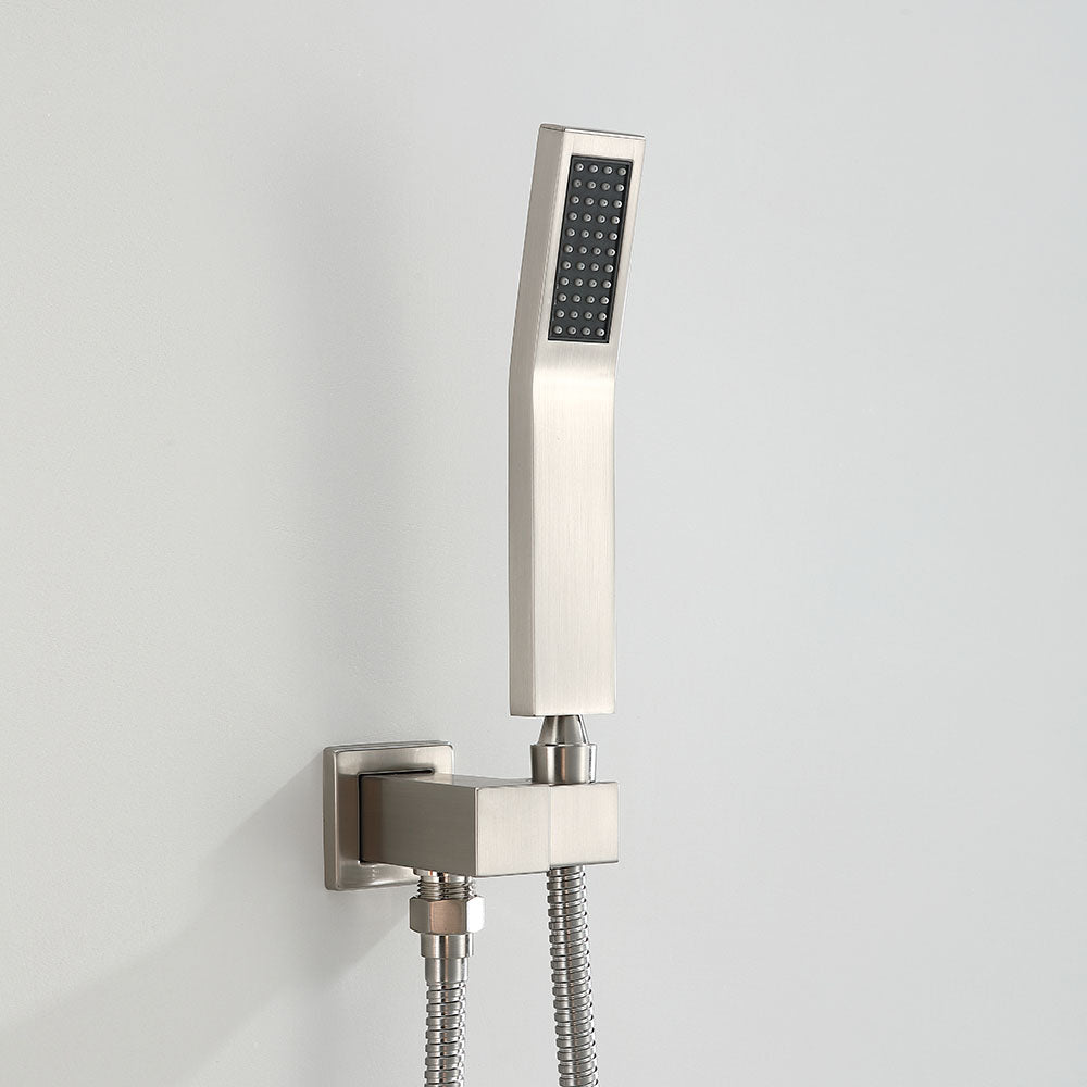 Amelia Brushed Nickel Shower Set w/ 10" Square Rain Shower, Handheld, and Tub Filler