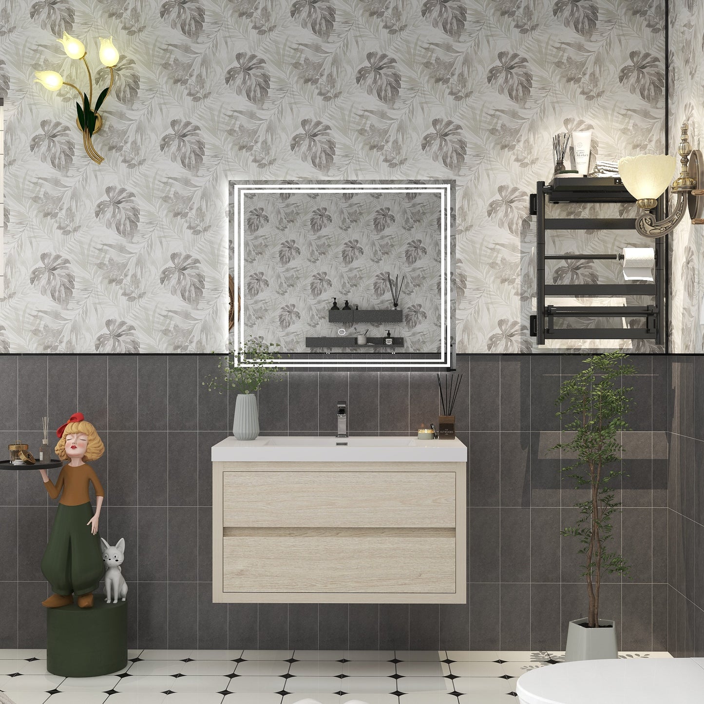 Louis 36" Floating Bathroom Vanity in Light Wood | Better Vanity Floating Vanities