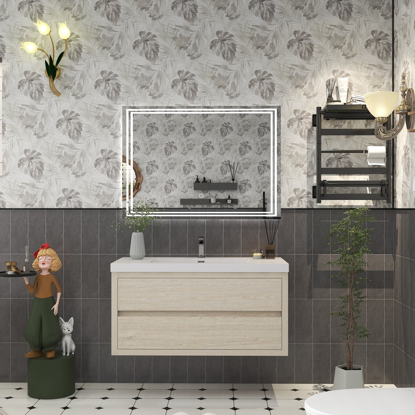 Louis 42" Floating Bathroom Vanity in Light Wood | Better Vanity Floating Vanities