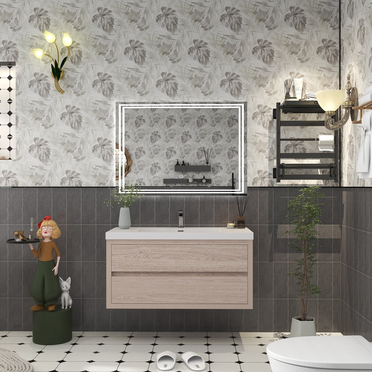 Louis 42" Floating Bathroom Vanity in Pink Wood | Better Vanity Floating Vanities
