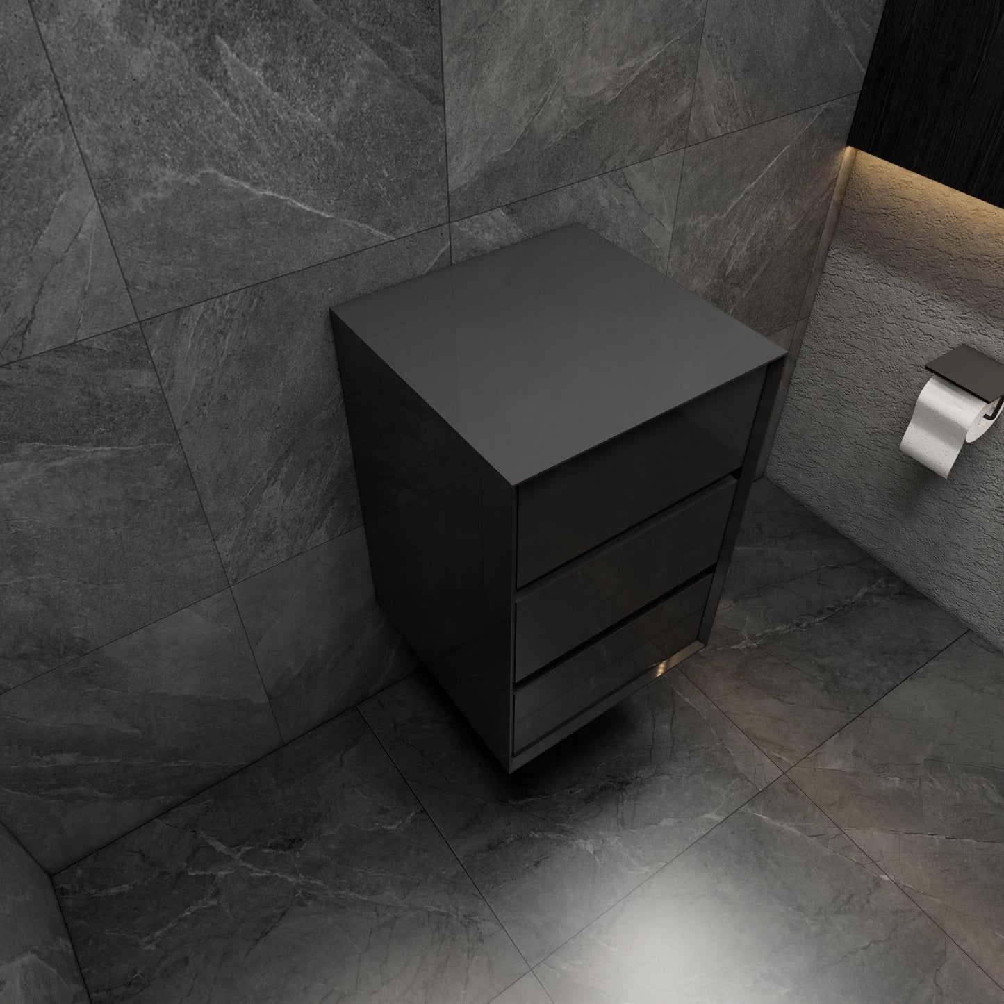 Max 20" Gloss Black Side Cabinet - Bathroom Side Cabinets Better Vanity