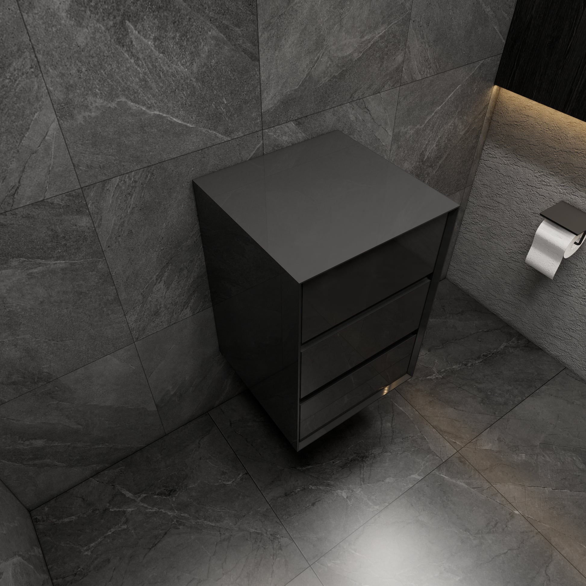 Max 20" Gloss Black Side Cabinet - Bathroom Side Cabinets Better Vanity