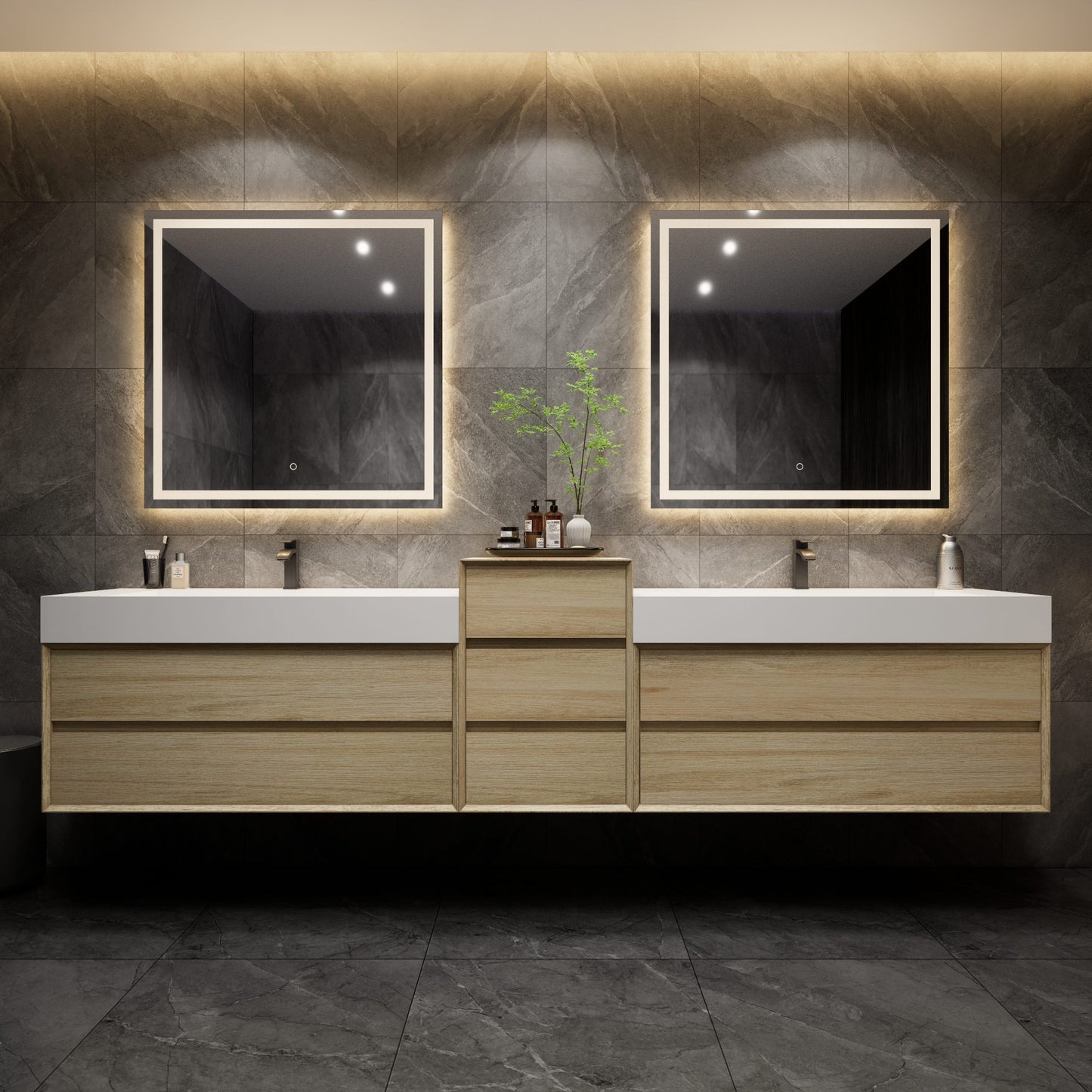 Max Wall Mounted Floating Bath Vanity with Sink | Coffee Wood