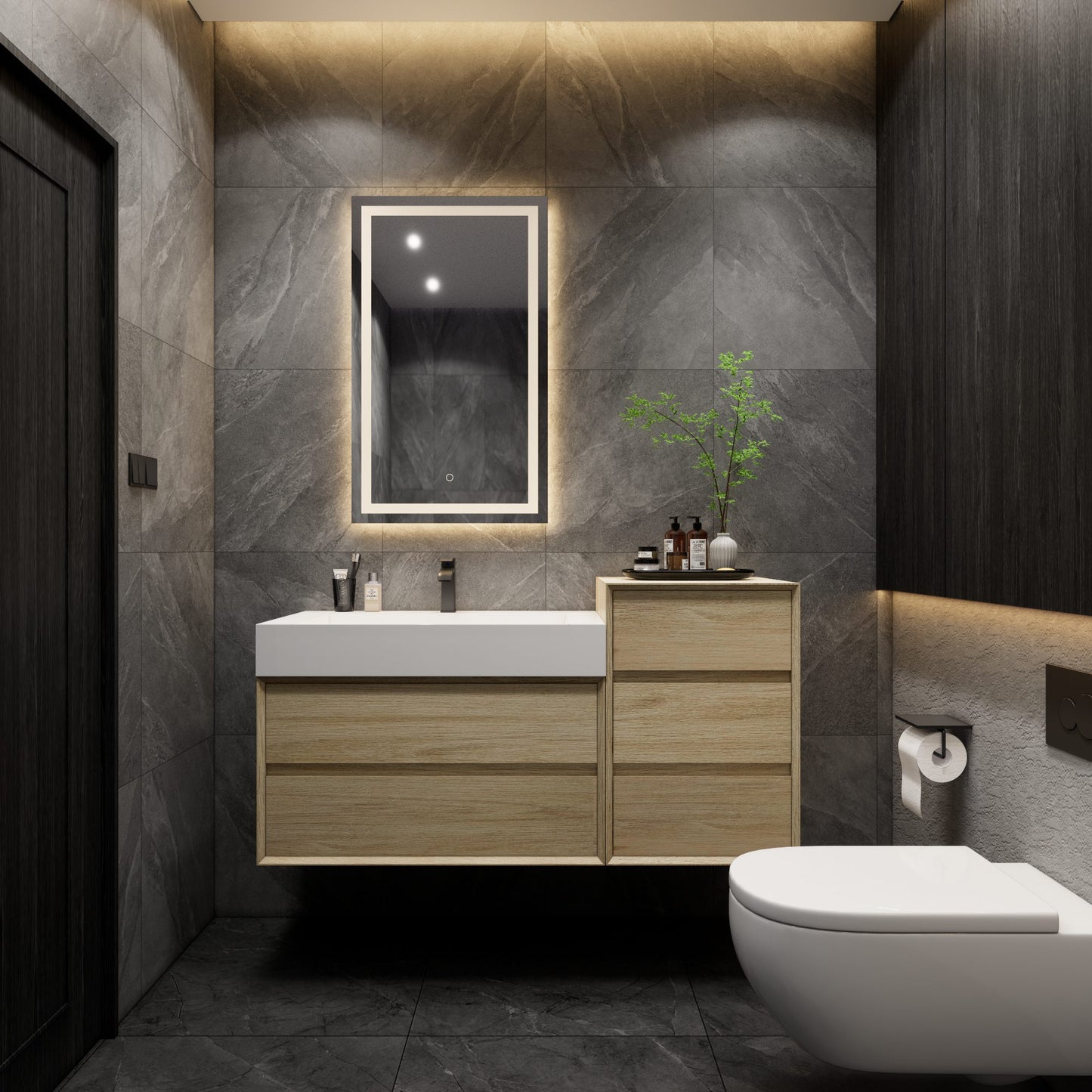 Max 55" Wall-Mounted Bathroom Vanity with FLX Acrylic Sink - Better Vanity