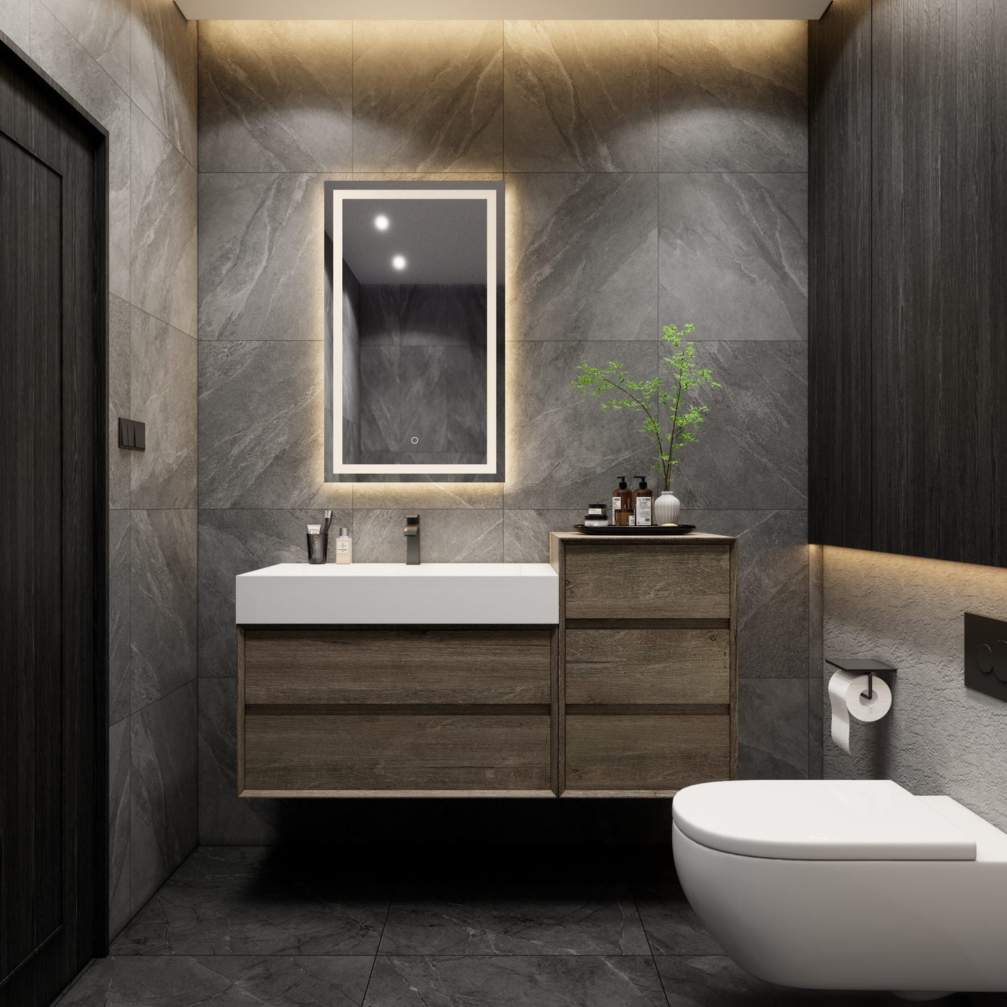Max 55" Gray Oak Bathroom Vanity Set with FLX Acrylic Sink - Shop Best Modern Vanities - Better Vanity