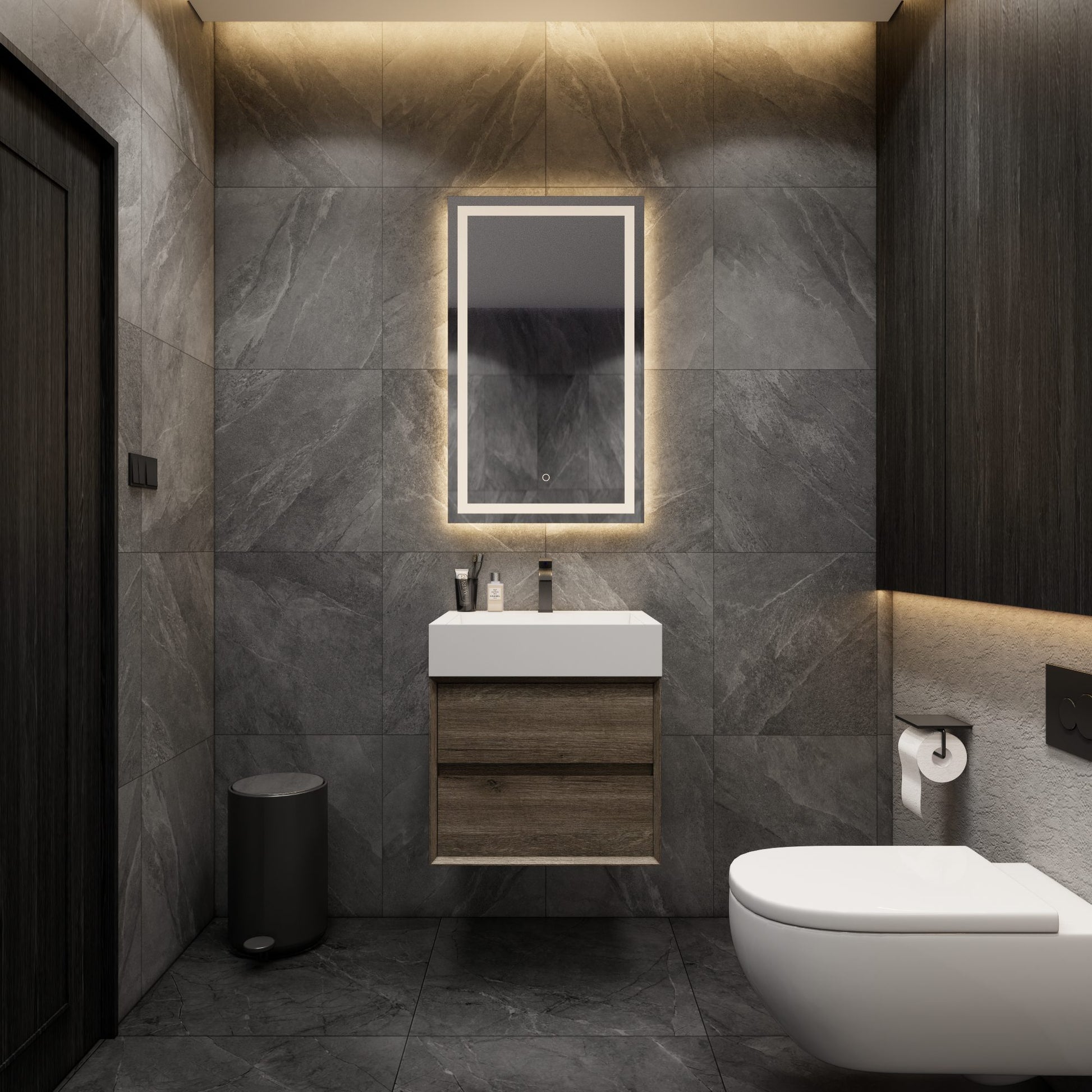 Max 24" Gray Oak / Grey Oak with FLX Acrylic Sink - Better Vanity Best Bathroom Vanities, Medicine Cabinet, Vanity Mirrors