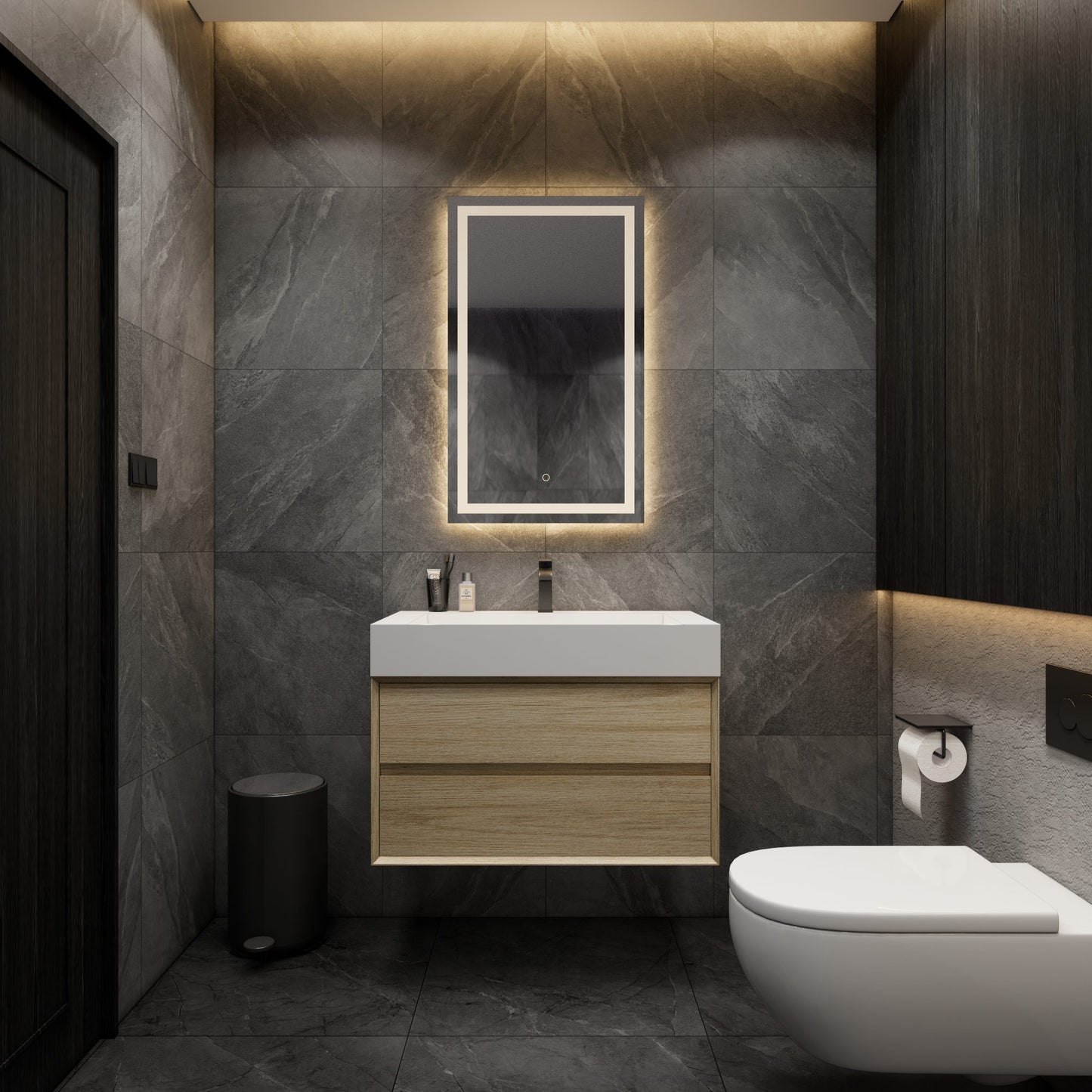Max 36" Coffee Wood with FLX Sink - Better Vanity Modern Bathroom Vanities