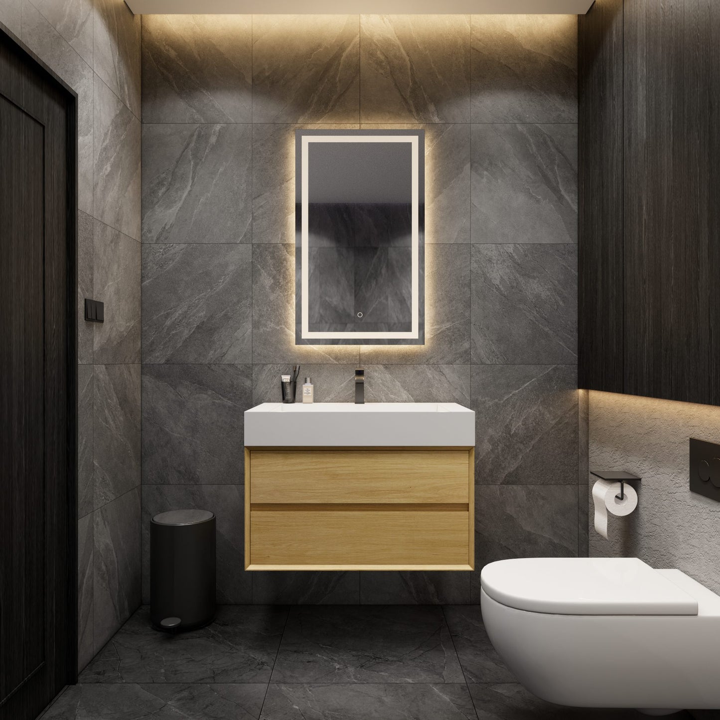 Max 36" Teak Oak with FLX Sink Designer Bathroom Vanities - Better Vanity Luxury Vanities