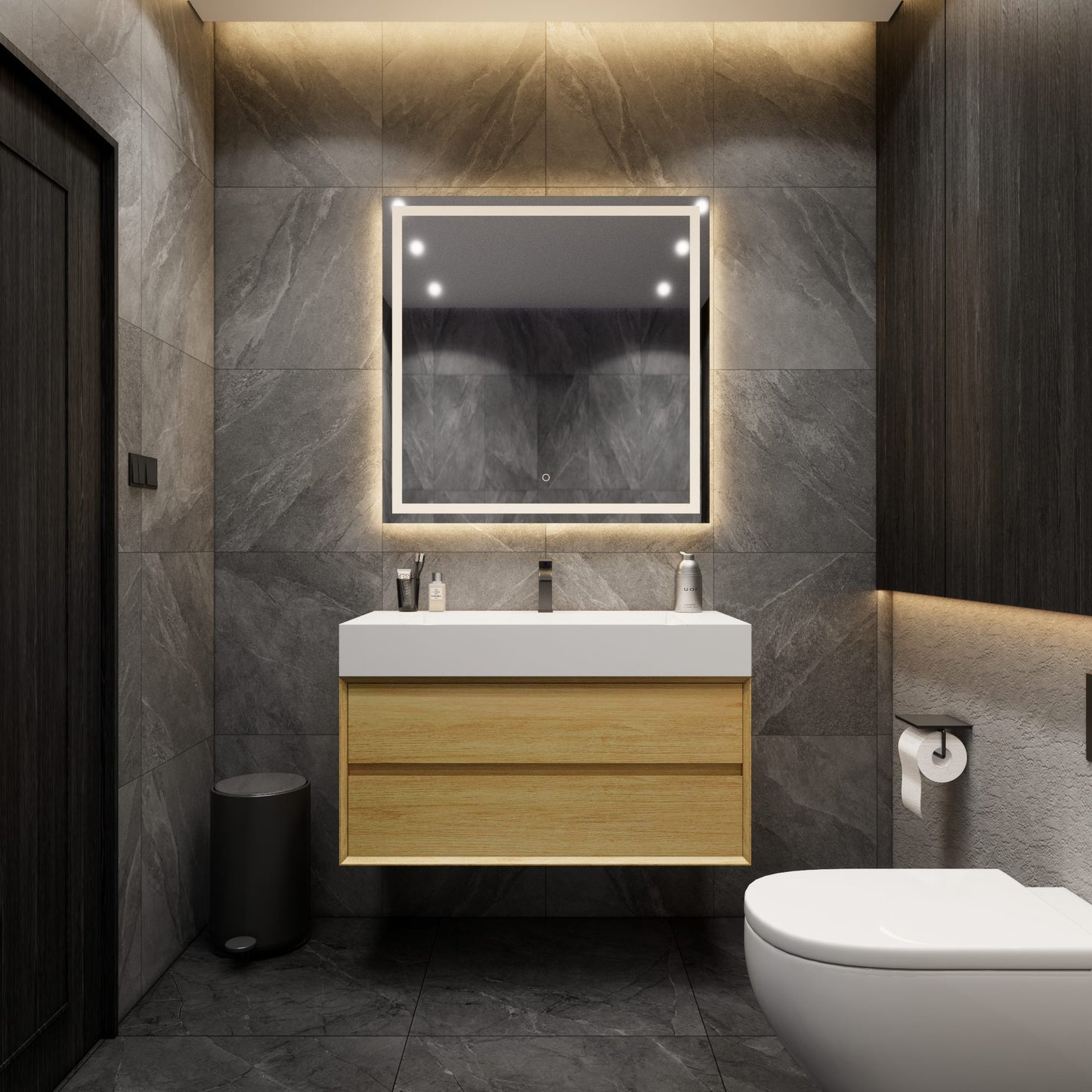 Max 42" Teak Oak Bathroom Vanity Easy Installation with FLX Sink - Better Vanity Modern Home Vanities