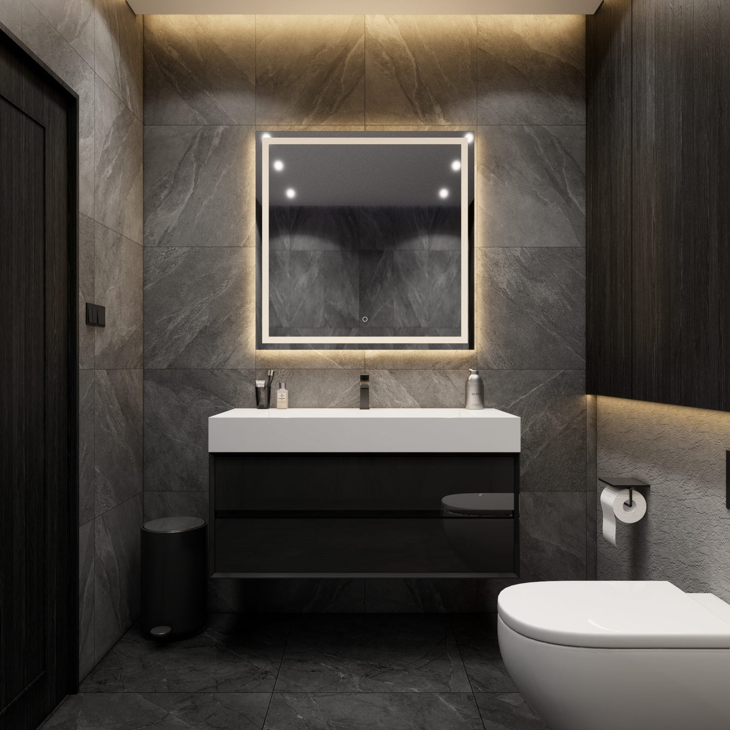 Max 48 Gloss Black Modern Designer Bathroom Vanity with FLX Acrylic Sink - Better Vanity Wholesale Discount Vanities at Factory Prices