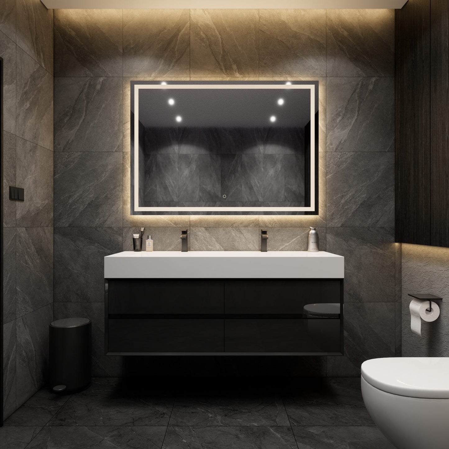 Max 60" Gloss Black Bathroom Vanity with Double FLX Acrylic Sink - Better Vanity Shop Best Luxury Modern Bathroom Vanities