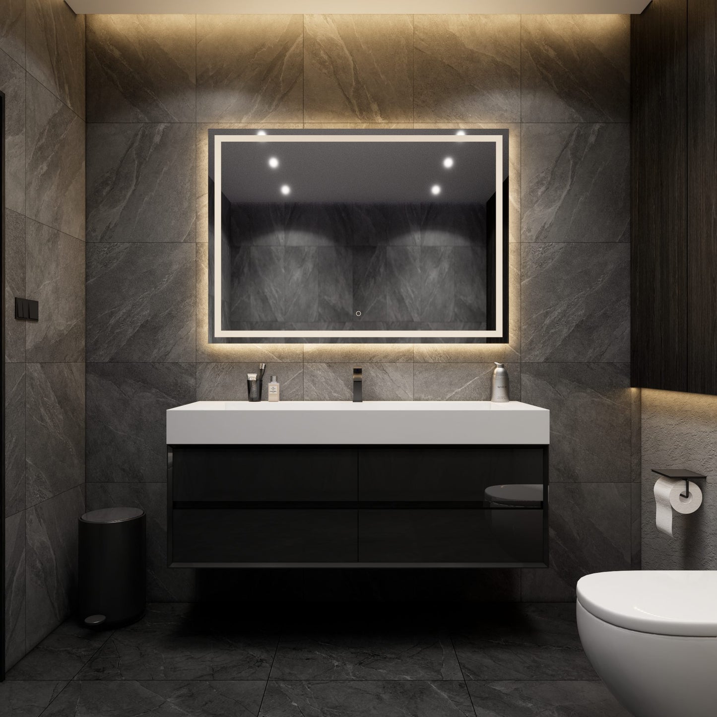 Max 60" Gloss Black Bathroom Vanity Easy Install with Single FLX Acrylic Sink - Better Vanity