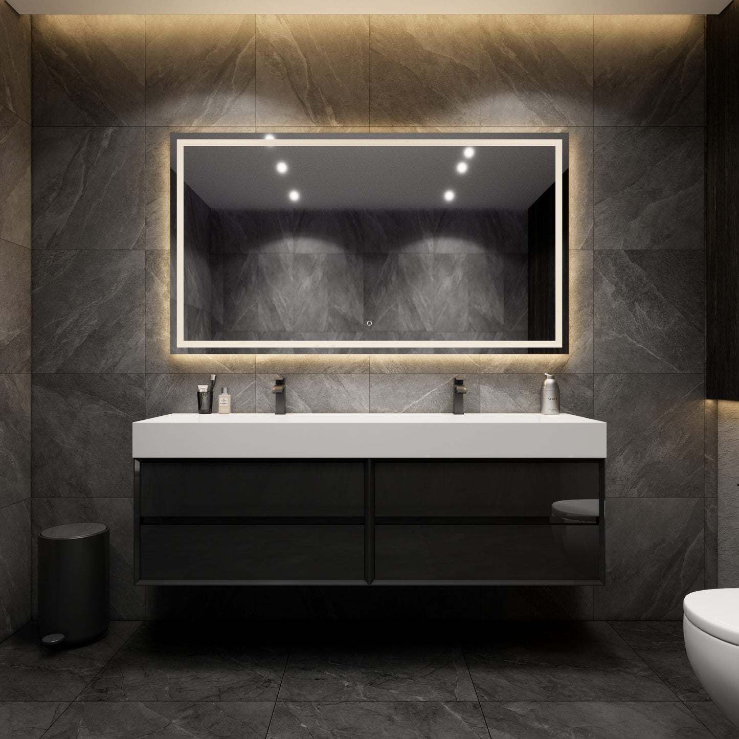 Max 72" Bathroom Vanity in Gloss Black with Double FLX Acrylic Sink - Shop Modern Bathroom Vanities Now -Better Vanity USA