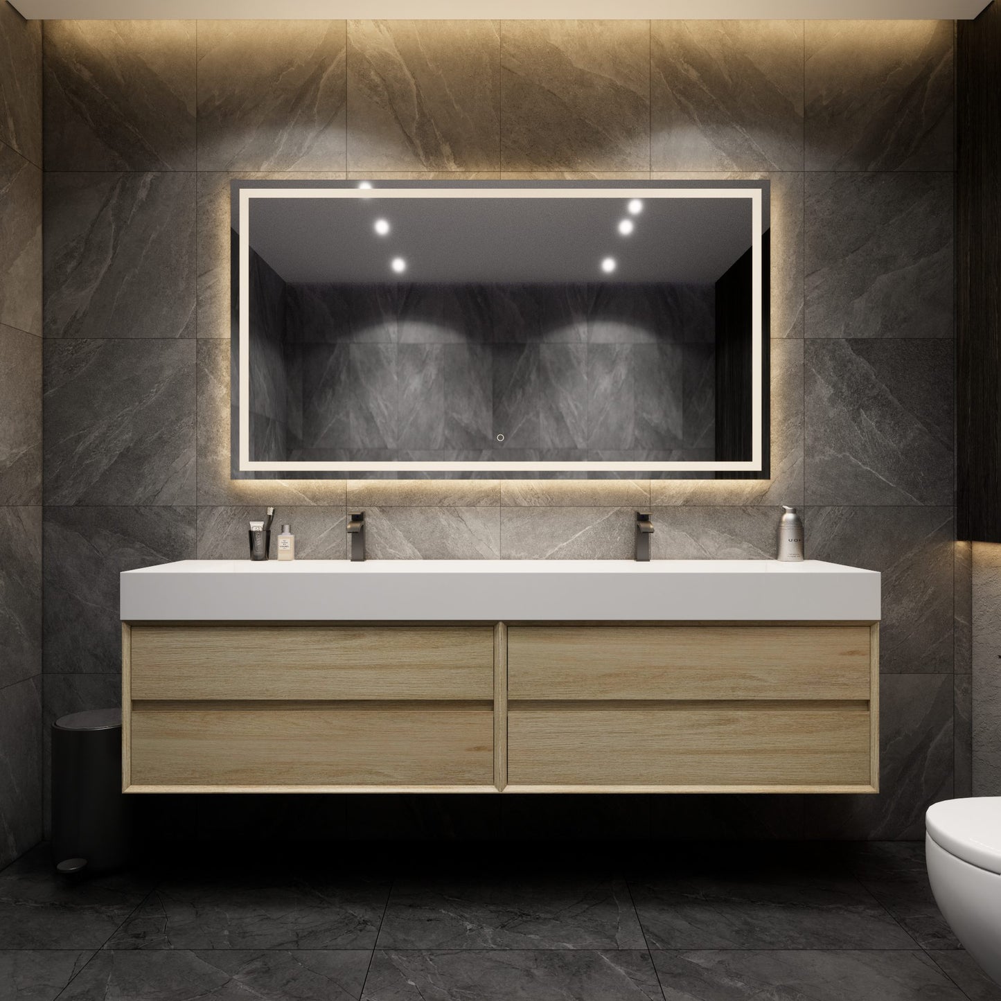 Max 84" Bathroom Vanity in Coffee Wood with Double FLX Acrylic Sink - Shop Best Modern Bathroom Vanities Now at Better Vanity USA