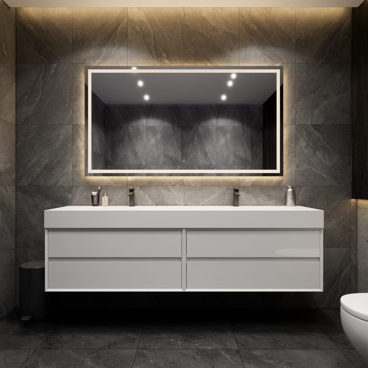 Max 84" Gloss White Bathroom Vanity with Double Acrylic FLX Sink - Shop Better Vanity Best Bathroom Vanities Now - Gloss White