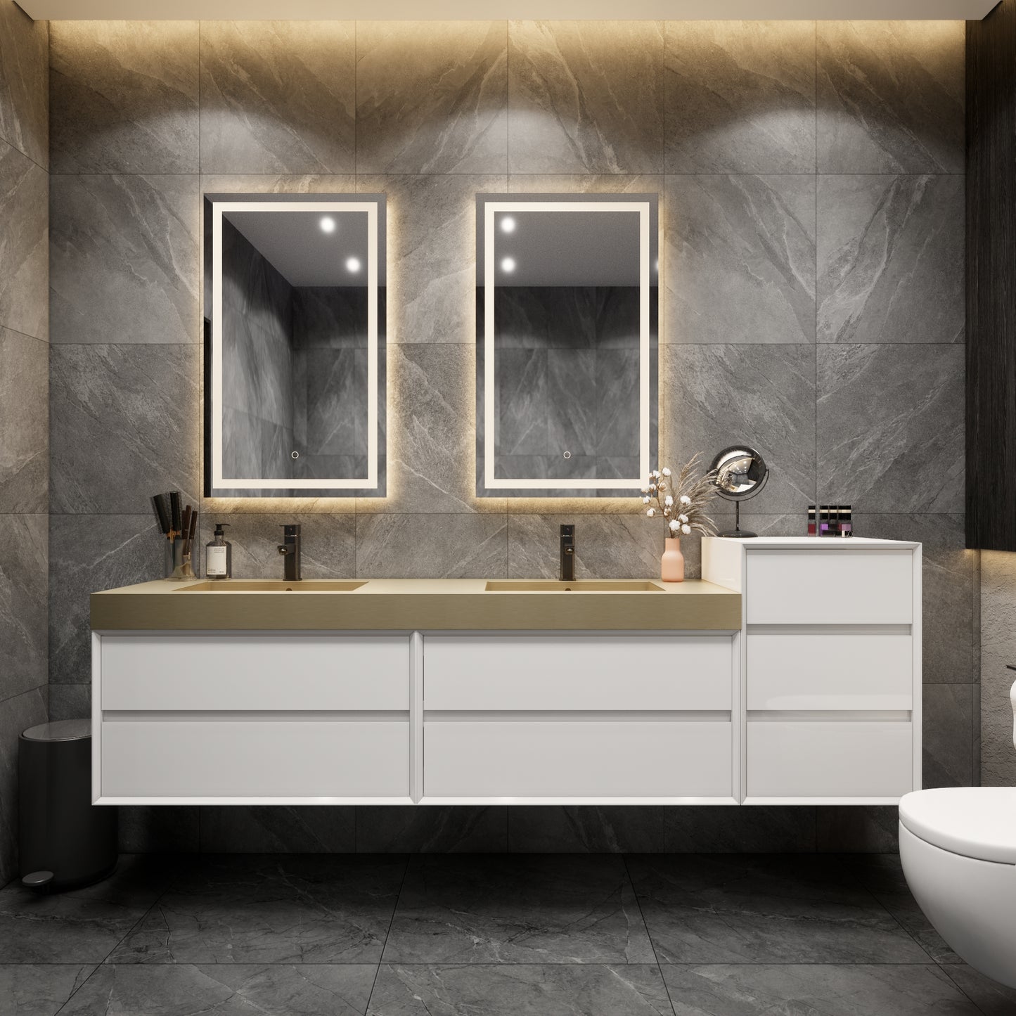 Max Wall Mounted Floating Bath Vanity with Sink | Coffee Wood
