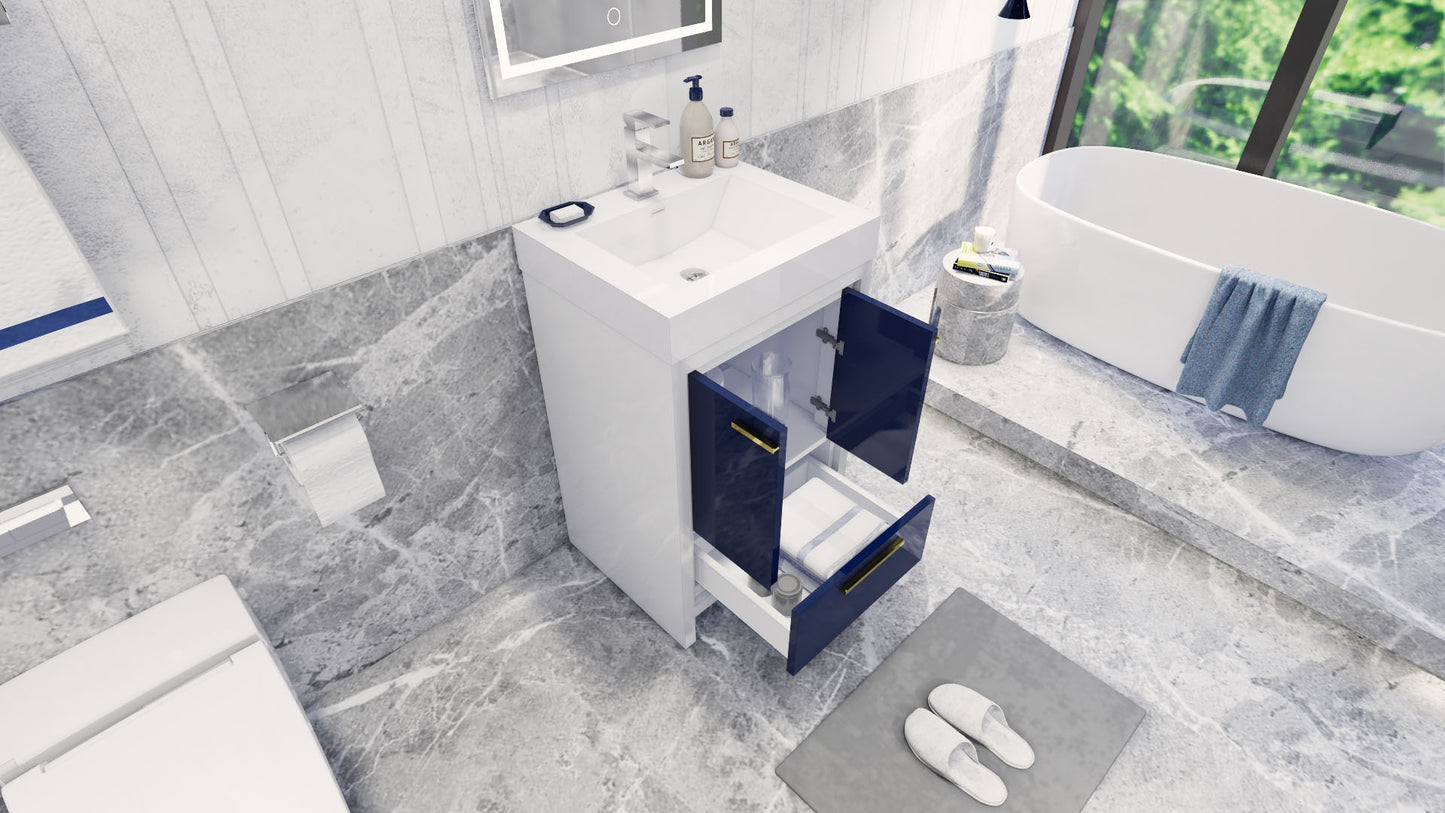Azure 24" High Gloss Night Blue Freestanding Vanity with Reinforced Acrylic Sink