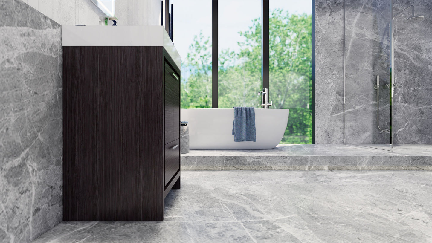 Azure 24" Dark Gray Oak Freestanding Vanity with Reinforced Acrylic Sink